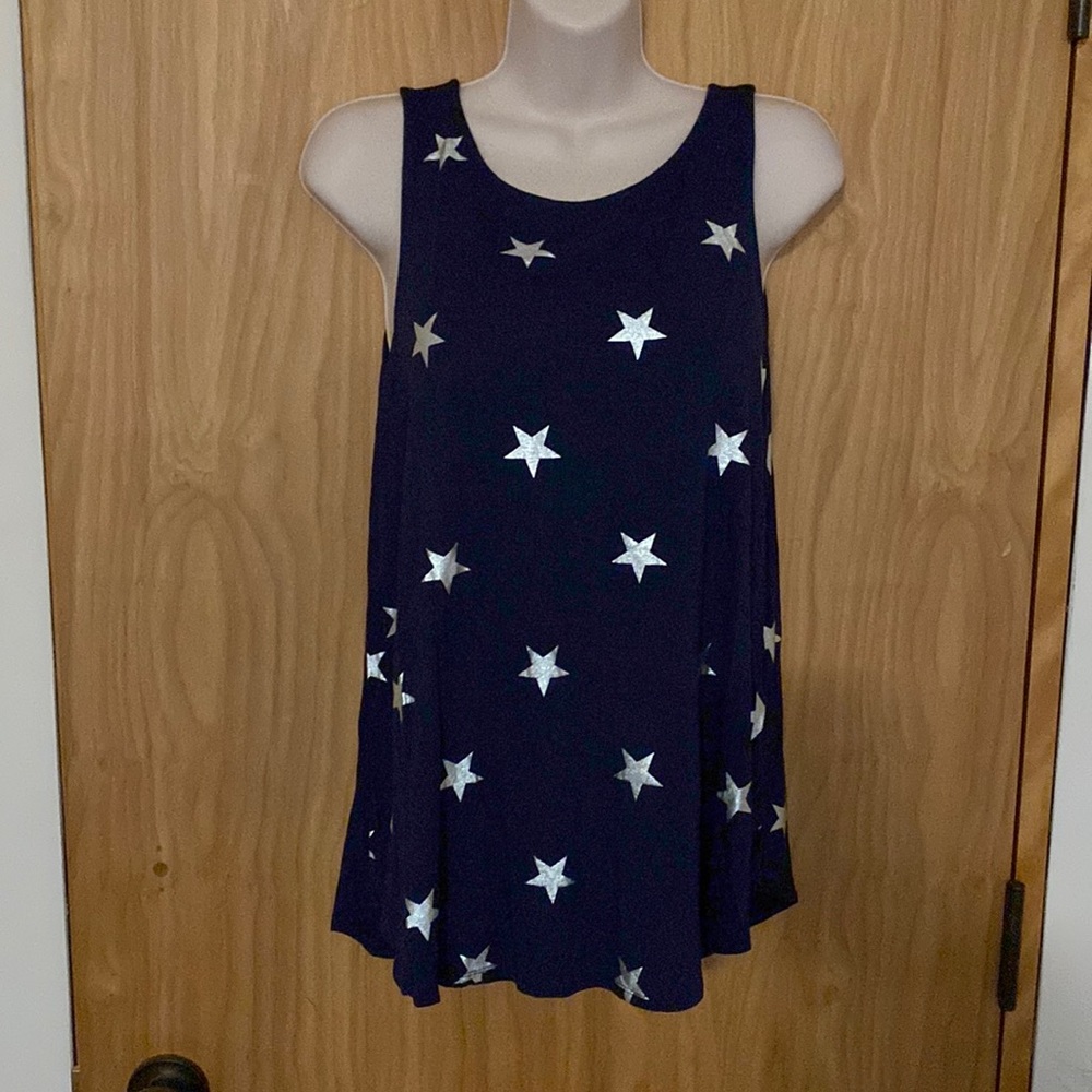 Festive silver star loose tank